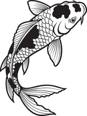 Koi Fish Black Vector Outline