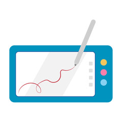 Tablet icon drawing with stylus