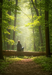 Contemplation in a Sunlit Forest