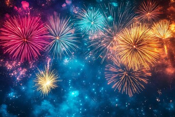 Fototapeta premium Festive Fireworks Night Background Design1