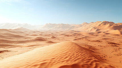 Fototapeta premium Vast desert landscape with dunes and mountains