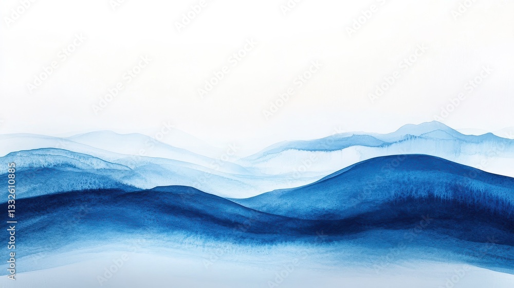 Poster abstract watercolor textured background with a blue gradient blending into white, evoking a calm and