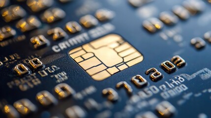 Close-up of a Credit Card's Microchip and Numbers
