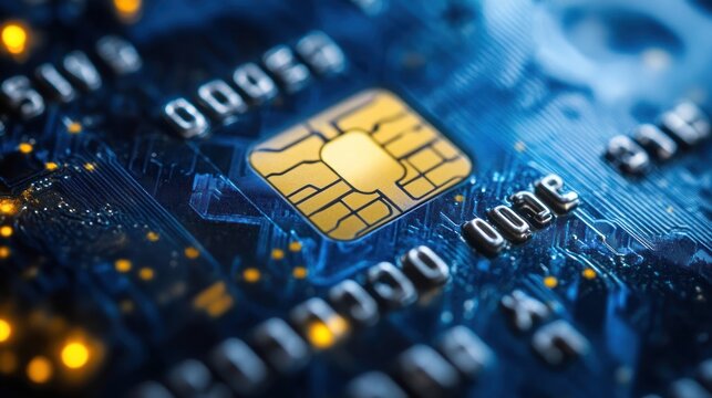 Close-up of Credit Card Chip and Circuitry: A Glimpse into Modern Finance Technology