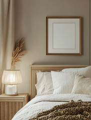 Serene Sanctuary Embracing Minimalism in a Cozy Bedroom Corner with Warm Tones and Thoughtful Decor