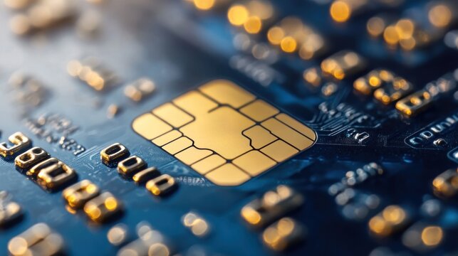 Close-up of a Credit Card Chip:  Digital Finance and Technology