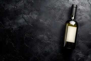 Elegant Wine Bottle Mockup on Dark Stone Background