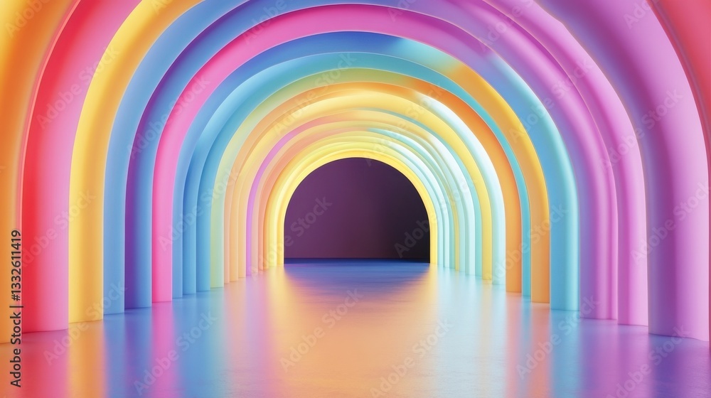Poster abstract rainbow background design, 3d rendering