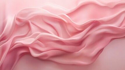 Fototapeta premium Soft, flowing pink fabric creates a dreamy, ethereal effect against a light pink background.
