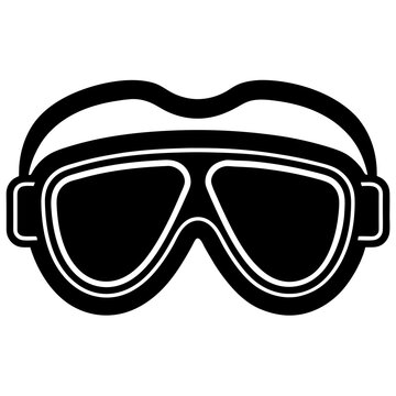 recommend clip art: goggles black silhouette vector, Simple silhouette Design vector icon with white background.