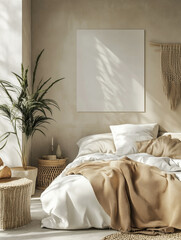 Serene Sanctuary A Sunlit Haven with Neutral Hues, Lush Greens, and Subtle Accents for Restful Retreats.
