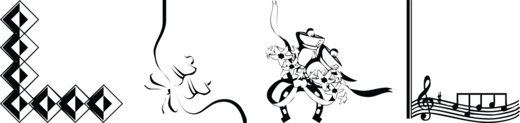 Elegant Borders and Corner Designs: Collection of various borders and corners. a series of ornate designs and visual elements in a black and white palette.