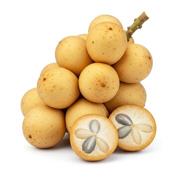 Lanzones Fruit Bunch with Cut Halves Close-up View