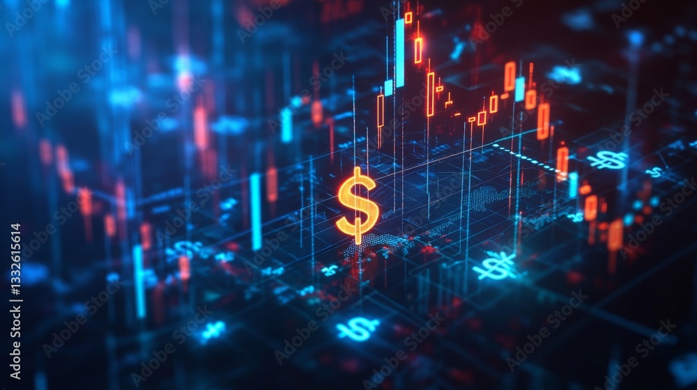 Poster creating a conceptual abstract finance background digital realm graphic design virtual environment h