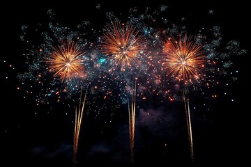 Festive Fireworks Show with Gold and Blue Streaks