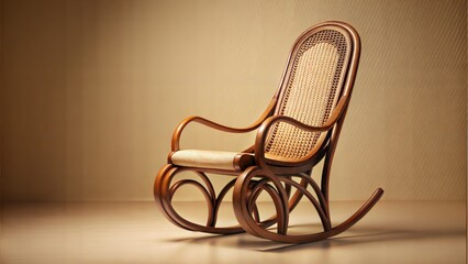 Vintage Wooden Rocking Chair with Curved Back