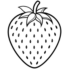 Modern Strawberry Line Drawing Vector