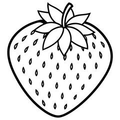 Modern Strawberry Line Drawing Vector