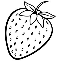 Modern Strawberry Line Drawing Vector