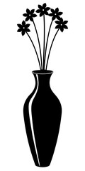 flower vase black silhouette vector, Simple silhouette Design vector icon with white background.