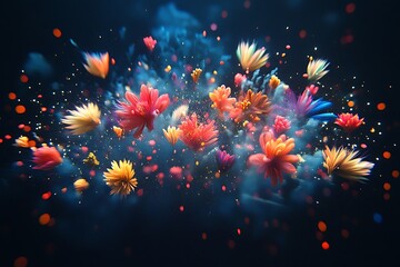 Obraz premium Magical Blue Flower Explosion Cosmic Fantasy Display