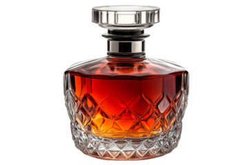 Whiskey decanter, alcohol bottle, glass drink, liquor bottle, luxury, cut out transparent