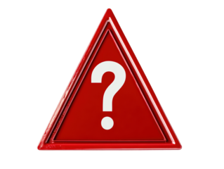 Isolated Glossy Red Triangle with White Question Mark