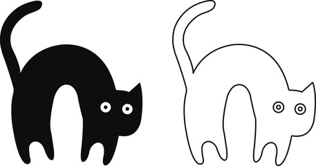 cat icon in flat and line trendy style set. isolated on transparent background.