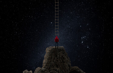 Photomontage. Reaching for the Stars A Journey of Aspiration and Dreams