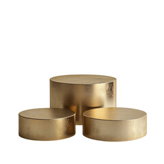 Golden Cylindrical Pedestal Display Elegant Luxury Showcase