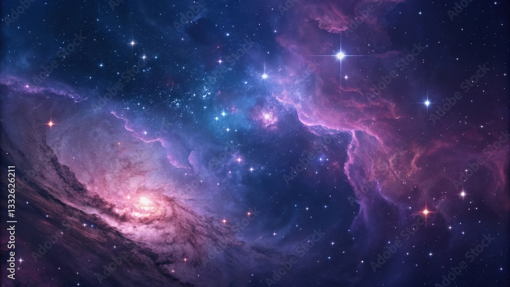 Aufkleber stunning cosmic nebula display outer space digital art galactic environment wide-angle view ethereal