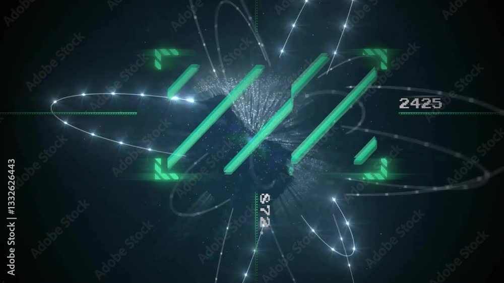Poster animation of glowing lines and numbers for digital data visualization background
