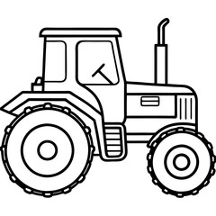Modern Tractor Line Art Vector
