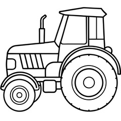 Modern Tractor Line Art Vector