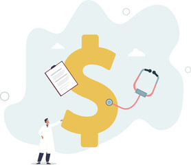 Financial checkup, diagnose income, expense and investment plan, wealth management or insurance concept.flat character life .