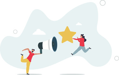 Fototapeta premium creative team working together. Business communication and collaboration.gold star as a symbol of quality.flat character life .