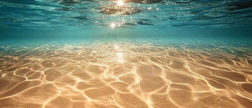 Shimmering underwater reflections on the sandy seabed