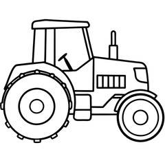 Modern Tractor Line Art Vector