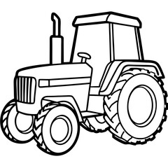 Modern Tractor Line Art Vector