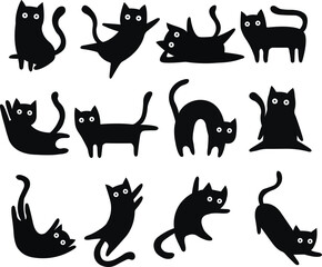 cat icon in flat trendy style set in different shapes. isolated on transparent background.