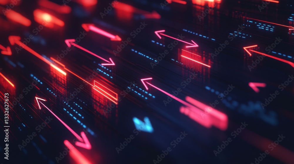 Poster digital arrows pointing in all directions virtual space gigapixel artwork digital environment 3d vie