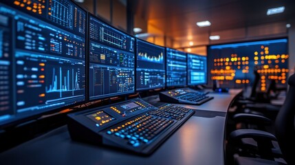 High-Tech Control Room: Monitoring Data and Systems