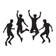 vector silhouette of casual young man standing and jumping