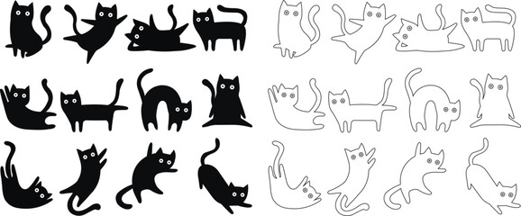 Obraz premium cat icon in flat and line trendy style set. isolated on transparent background.