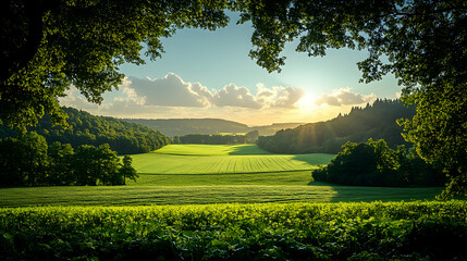 Obraz premium A scenic countryside view with open fields and fresh air, symbolizing health