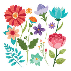 seamless pattern with flowers and leaves