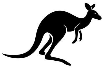 kangaroo black silhouette vector, Simple silhouette Design vector icon with white background. Wild animal vector