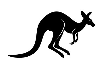 kangaroo black silhouette vector, Simple silhouette Design vector icon with white background. Wild animal vector
