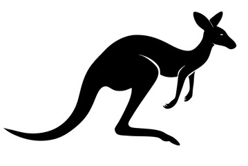 kangaroo black silhouette vector, Simple silhouette Design vector icon with white background. Wild animal vector