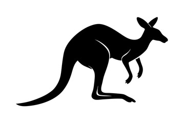 kangaroo black silhouette vector, Simple silhouette Design vector icon with white background. Wild animal vector